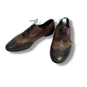 AGL Attilio Giusti Leombruni‎ Brown Leather Wingtip Oxford Lace Up Shoes 38-1/2